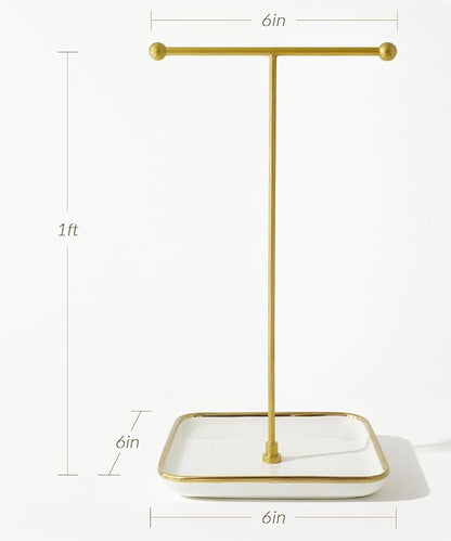 VROOMIUM Necklace Holder- Ceramic Base 1ft Height Jewelry Organizer Stand - Image 5