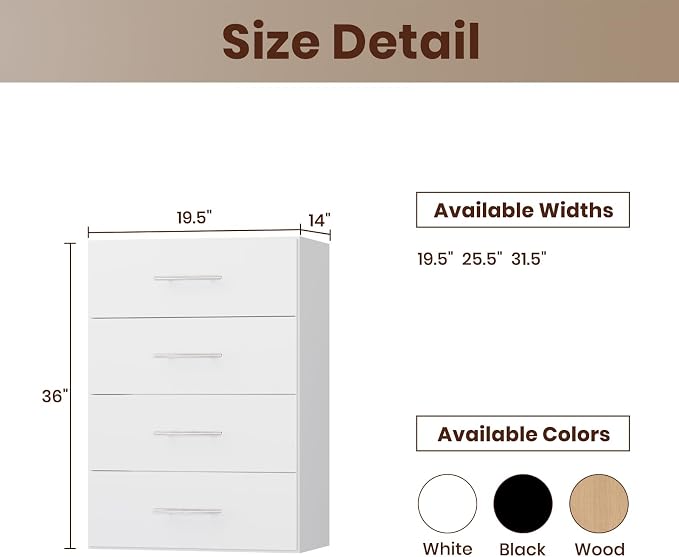 ROOMTEC 19.5" 4 Drawer Short Tower Closet Unit, Modular Closet System - Image 2