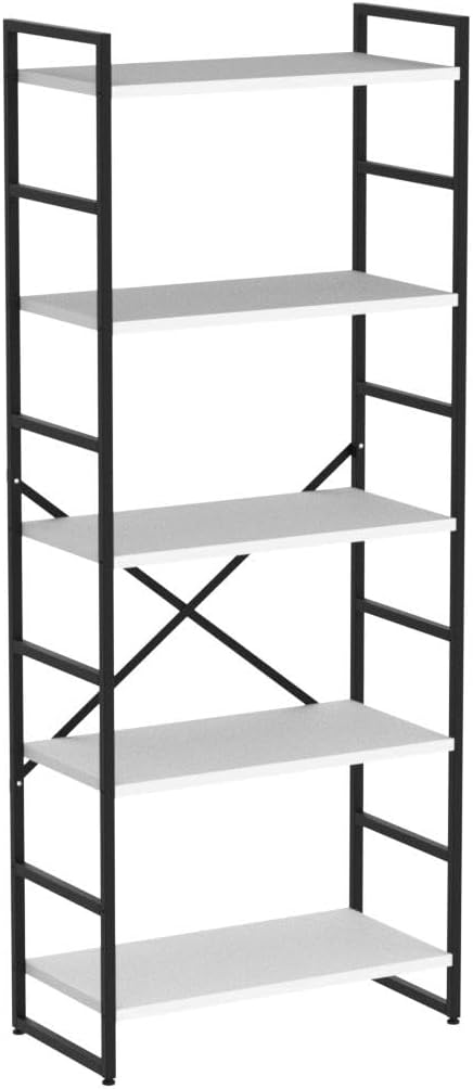 Vongrasig 5 Tier Bookshelf, Modern Tall Bookcase, Industrial Book Shelves - Image 4