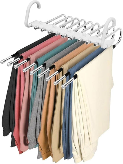 2Pack 9 Layers Foldable Pants Hangers Space Saving Trouser Hanger - Image 4