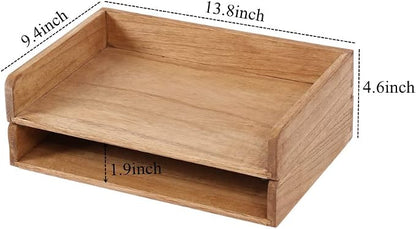 Wood Stackable Paper Trays for Office Supplies and Accessories - Image 5