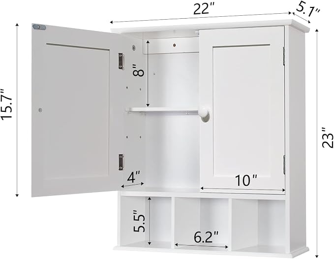 TaoHFE White Bathroom Wall Cabinet - Image 3