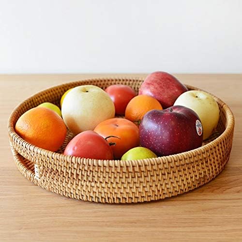 Coffee Table Tray Round Rattan Ottoman Tray Woven Serving Trays - Image 6