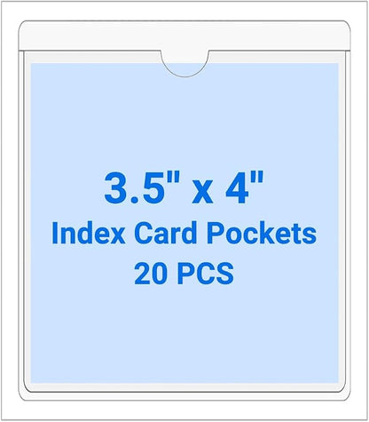 20 PCS Clear Self Adhesive Plastic Label Pockets, Top Loading Business & by Kvatr-X