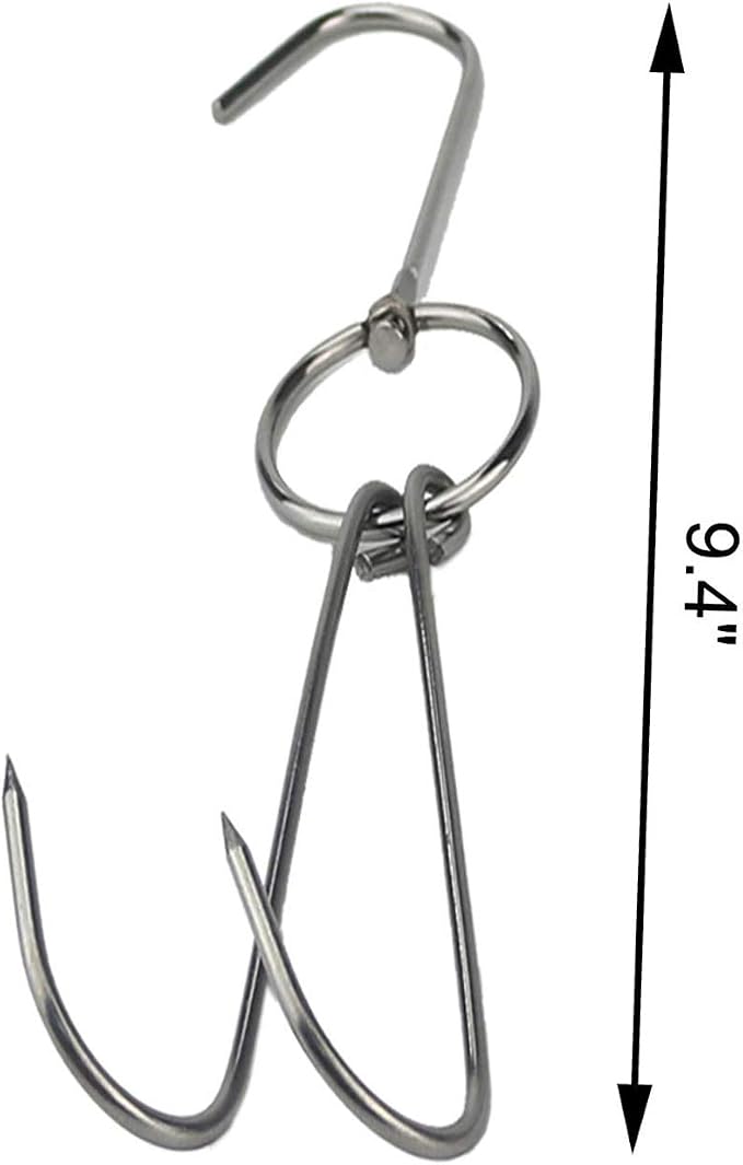 TIHOOD 3 PCS 9.4" Stainless Steel Double Meat Hooks Roast Duck Bacon Shop Hook - Image 2