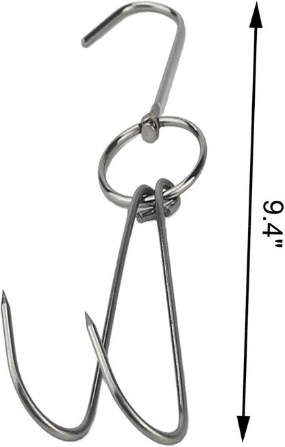TIHOOD 3 PCS 9.4" Stainless Steel Double Meat Hooks Roast Duck Bacon Shop Hook - Image 2