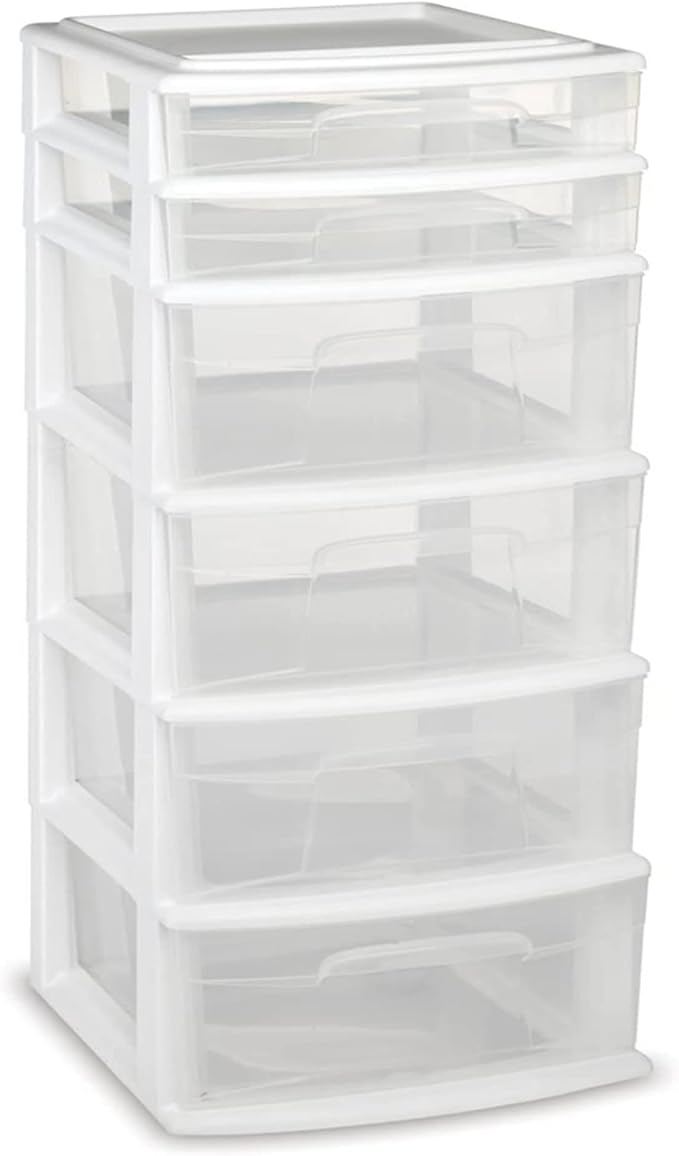 HOMZ 6 Drawer Plastic Storage & Organizer Tower | 4 Large & 2 Small Drawers | - Image 9