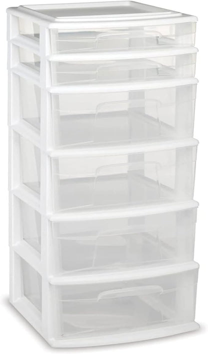 HOMZ 6 Drawer Plastic Storage & Organizer Tower | 4 Large & 2 Small Drawers | - Image 9