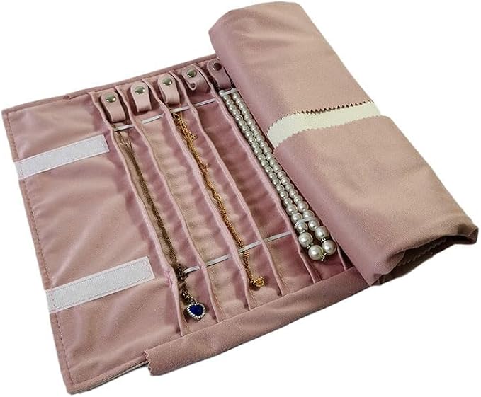 Portable Jewelry Roll Untangled Secure Necklace Travel Storage Bag Displays - Image 4