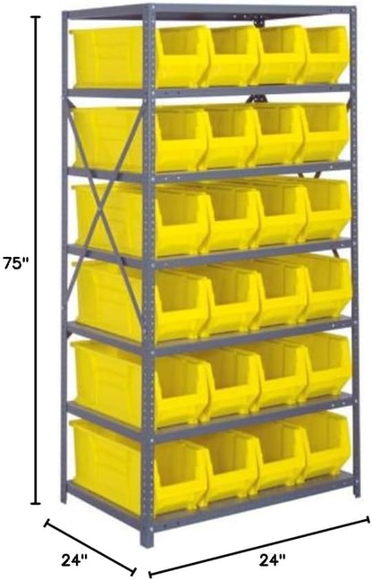 Quantum Storage Systems 2475-951BL Solid Heavy Duty 7 Shelves 24 HULK Blue Bins - Image 2