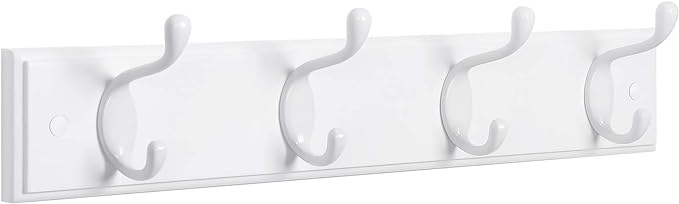 SONGMICS Wall-Mounted Coat Rack, Hook Rack, 4 Dual Metal Hooks, by SONGMICSbySONGMICSHOME
