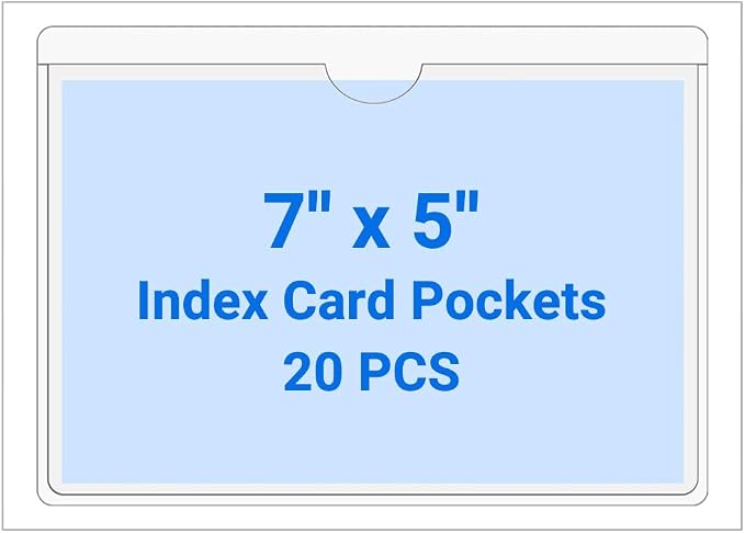 20 PCS Clear Self Adhesive Plastic Label Pockets, Top Loading Business & by Kvatr-X