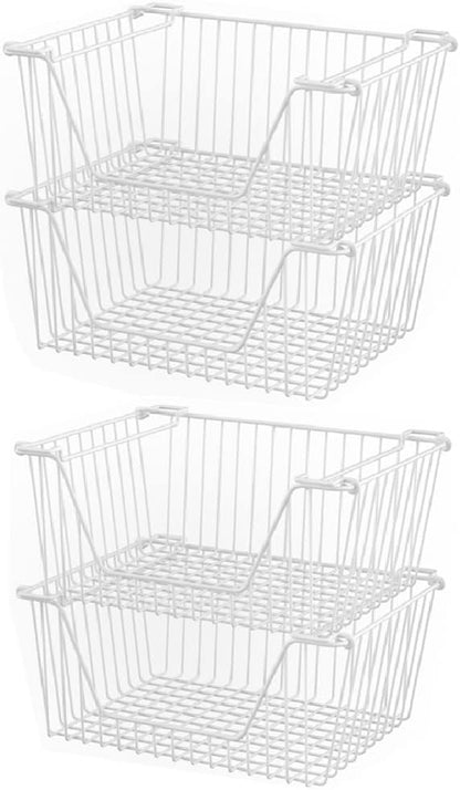 Slideep 14'' Large Stackable Storage Baskets Cabinet Organizer Sturdy Metal by WelcometotheSlideep