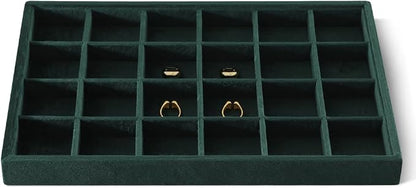 Velvet Stackable Jewelry Display Tray, 24 Grid Earring Ring Storage Tray by Dansmiy