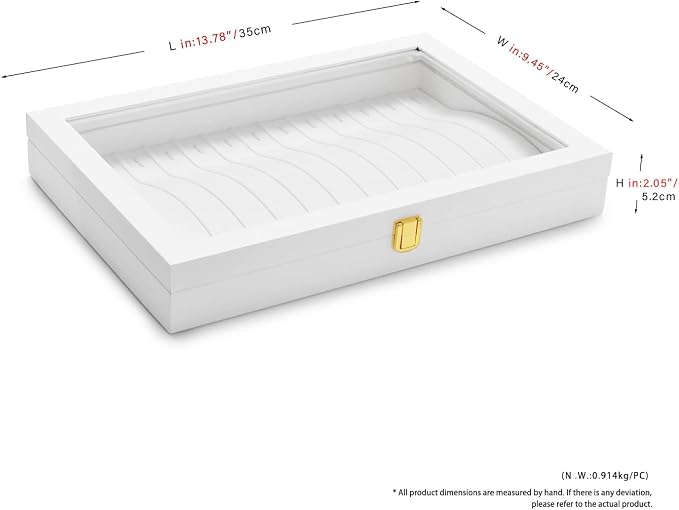 Oirlv White Leather Acrylic Lid Jewelry Necklace Organizer Box Necklace - Image 5