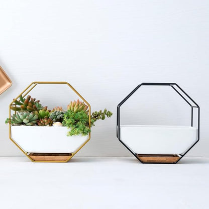 Hemoton Octagonal Geometric Wall Hanging Flower Pot Set - Image 5