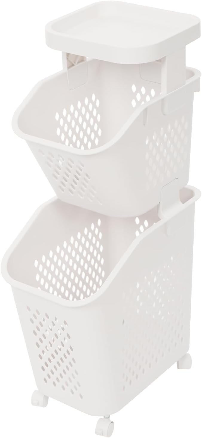 2-Tier Plastic Laundry Hamper Sorter by Unknown