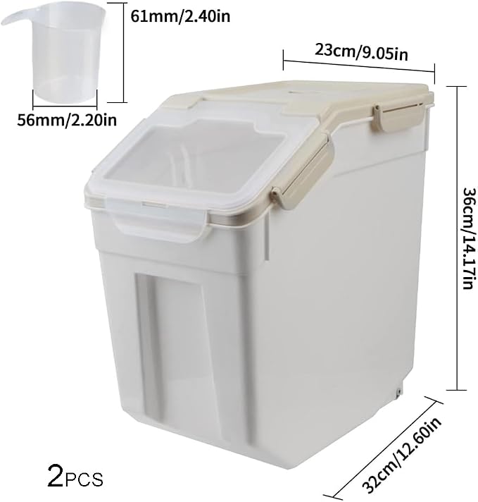 25LB Large Flour Storage Container Bin, 2 Pack Airtight Plastic - Image 4