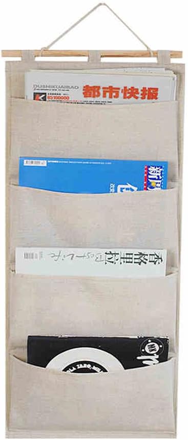Co-link Linen/Cotton Fabric Wall Door Cloth Hanging Storage Pockets Books - Image 5