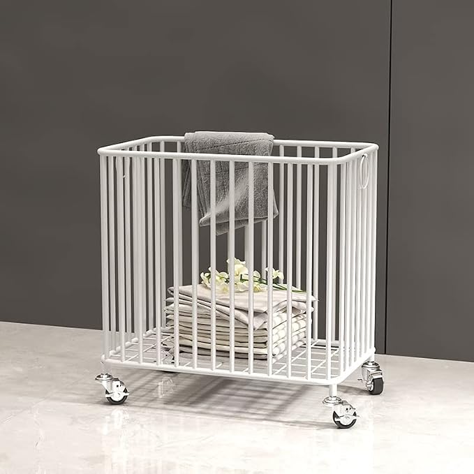 Easyars Laundry Basket with Wheels, Large-size Metal Rolling Laundry Organizer - Image 3