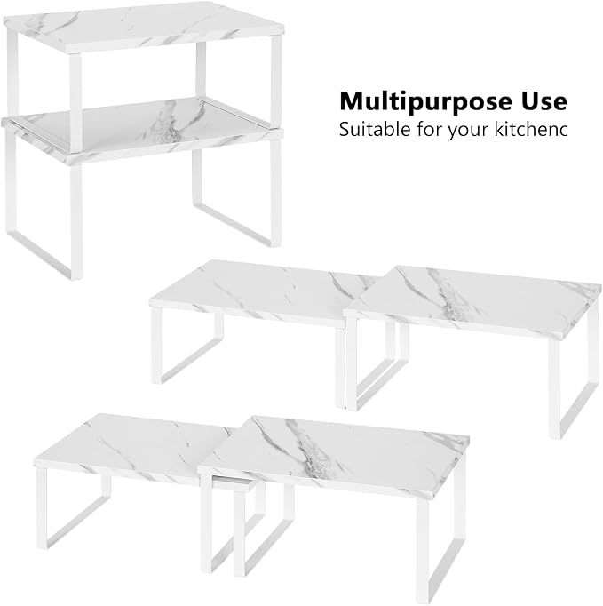 NEX Kitchen Counter Shelf, Stackable Cabinet Shelf Organizers Expandable - Image 4