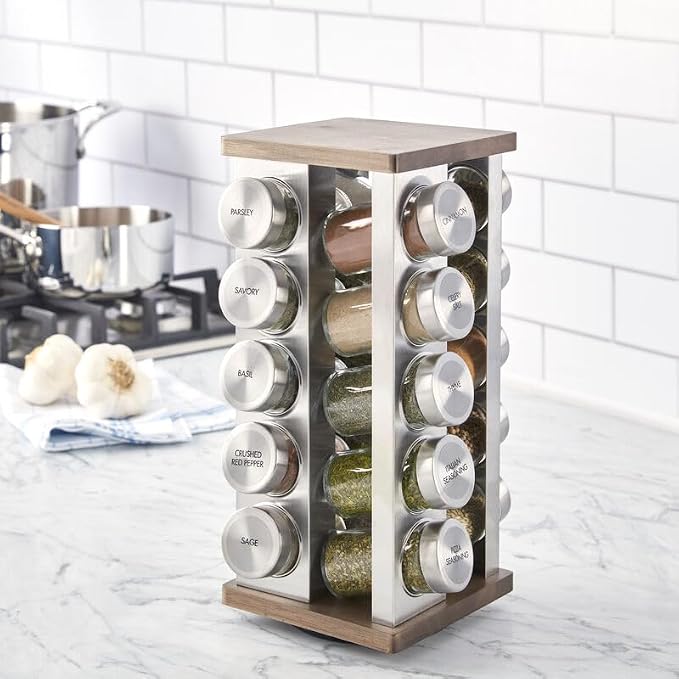 Kamenstein 20 Jar Vintage Revolving Countertop Spice Rack Organizer - Image 6