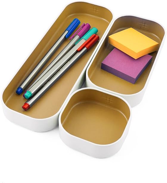 Three by Three Seattle 3 Piece Shallow Metal Organizer Tray Set - Image 8