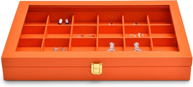 Oirlv 24 Grid Premium Leather Jewelry Organizer Tray - Image 4