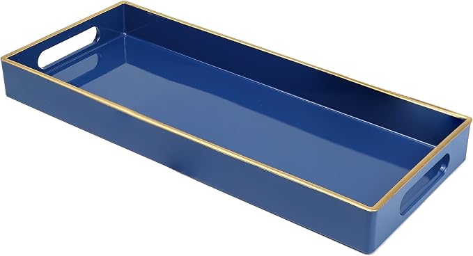 Blue Bathroom Vanity Tray for Countertop, Small Plastic Toilet Tank Versatile by Leemxiiny
