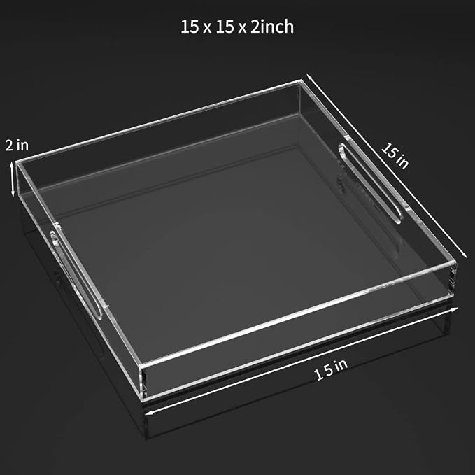 NIUBEE Clear Serving Tray 15x15 Inches - Image 3