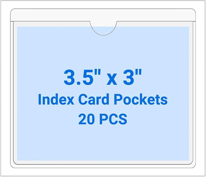 20 PCS Clear Self Adhesive Plastic Label Pockets, Top Loading Business & by Kvatr-X