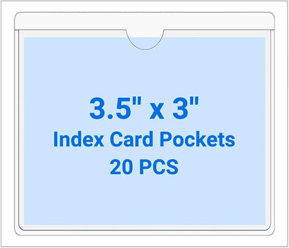 20 PCS Clear Self Adhesive Plastic Label Pockets, Top Loading Business & by Kvatr-X