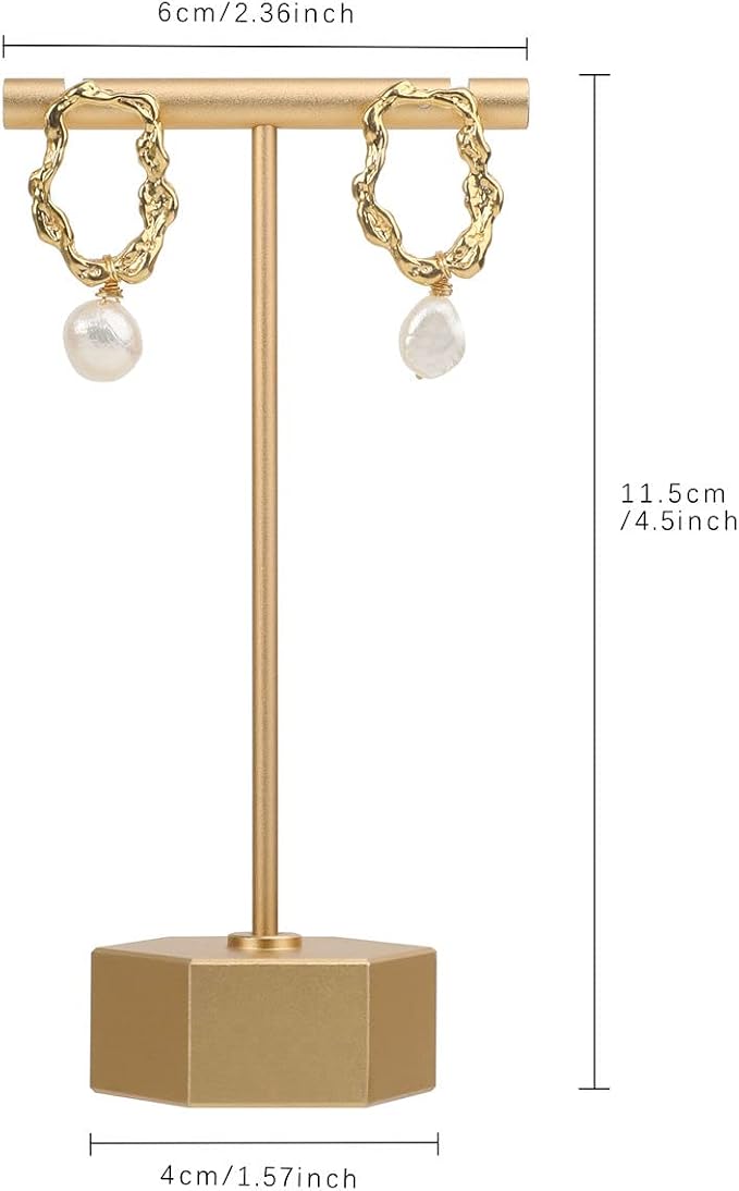 Gold Metal Earring T Bar Stand, Single small earring hanger display, Retail - Image 4