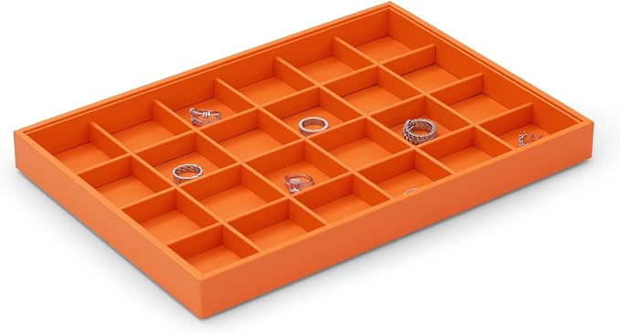 Oirlv Luxury Leather Ring Tray 24 Grid Jewelry Drawer Organizer Stackable - Image 4