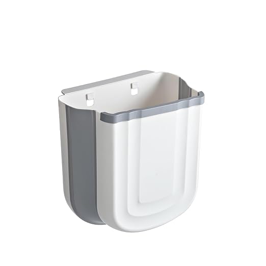 Kitchen Hanging Trash Can, 2.4 Gallon / 9L Collapsible Waste Bin, Small Kitchen - Image 2