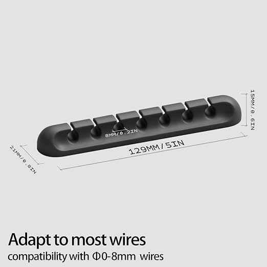 USB Cable Organizer Clips Cord Holder, 6 Packs Black Self Adhesive Desk Cord - Image 2