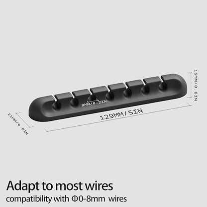 USB Cable Organizer Clips Cord Holder, 6 Packs Black Self Adhesive Desk Cord - Image 2