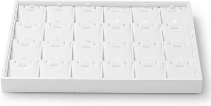 Oirlv Premium White Leather Stackable Jewelry Tray 24 Grid Jewelry Organizer by Oirlv
