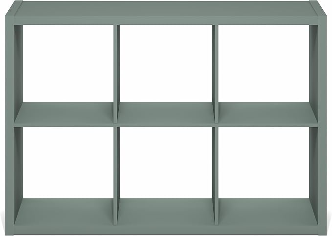 Furinno Cubicle 6-Cube Book Shelf, Extra Thick Frame Bookshelf, Sage Green | - Image 10