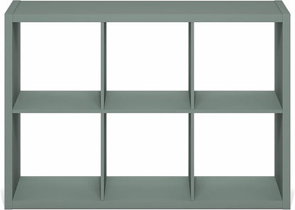Furinno Cubicle 6-Cube Book Shelf, Extra Thick Frame Bookshelf, Sage Green | - Image 10