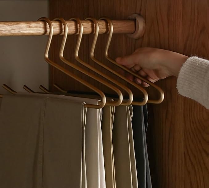 Premium Matte Gold Aluminum Pants Hanger 10 Pack, 13.7” Extra Smooth & Durable - Image 2