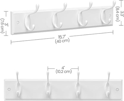 SONGMICS Set of 2 Wall-Mounted Coat Rack, Hook Rack, 8 Dual Metal Hooks - Image 5