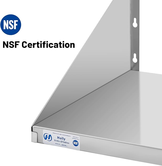 Hally Stainless Steel Microwave Shelf 18"x24" 185 lb, NSF Commercial Heavy Duty - Image 4