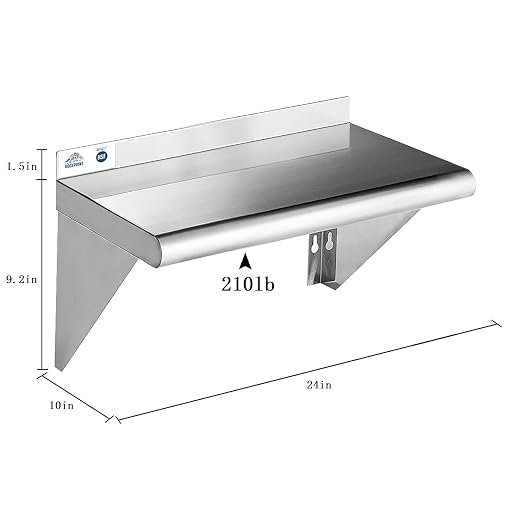ROCKPOINT Stainless Steel Shelf 10 x 24 Inches 210lb, NSF Metal Commercial - Image 2