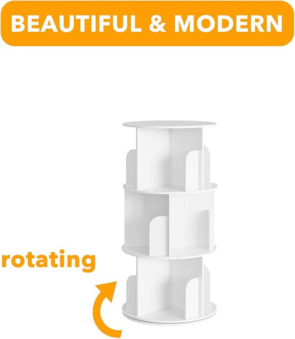 SpaceAid Cross Style 3 Tier Rotating Bookshelf, Spinning 360 Bookcase Lazy - Image 7