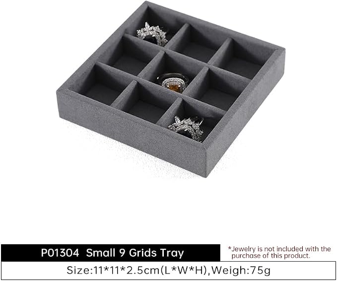 Dark Blue Jewelry Display Tray Ring Necklace Earring Bangle Organizer - Image 6