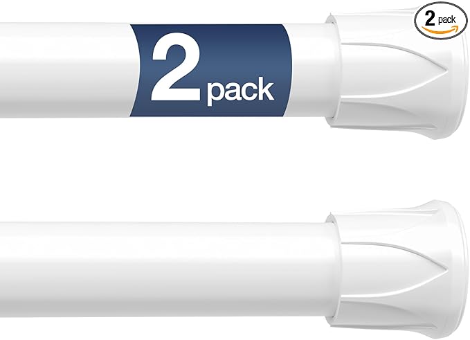 Spring Tension Curtain Rods 28-48 Inch White 2 Pack | No-drill & tool-free by ZipGloTensionRod