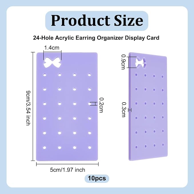 OLYCRAFT 10Pcs Portable Acrylic Earring Holders 24 Holes Purple Acrylic Earring - Image 2