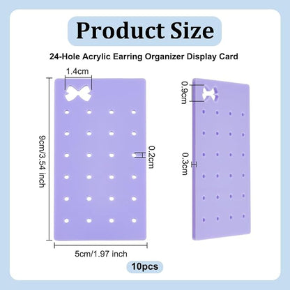 OLYCRAFT 10Pcs Portable Acrylic Earring Holders 24 Holes Purple Acrylic Earring - Image 2