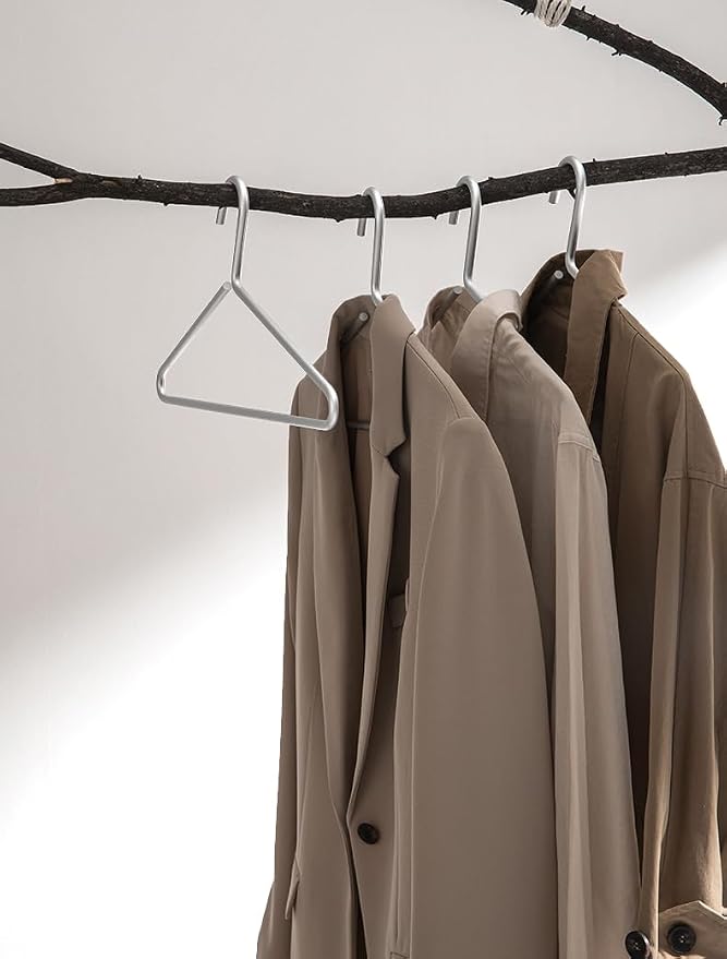 Premium Matte Silvery Aluminum Coat Hangers 10 Piece Set, 16.5” Extra Smooth & - Image 6